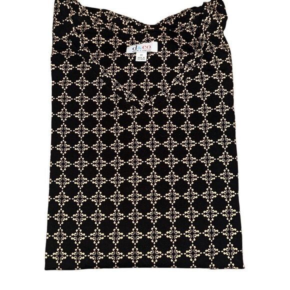 Denim & Co. Womens 3X Tan Combo 3/4 Sleeve V-neck Tile Print Knit Top NWT - Picture 1 of 4